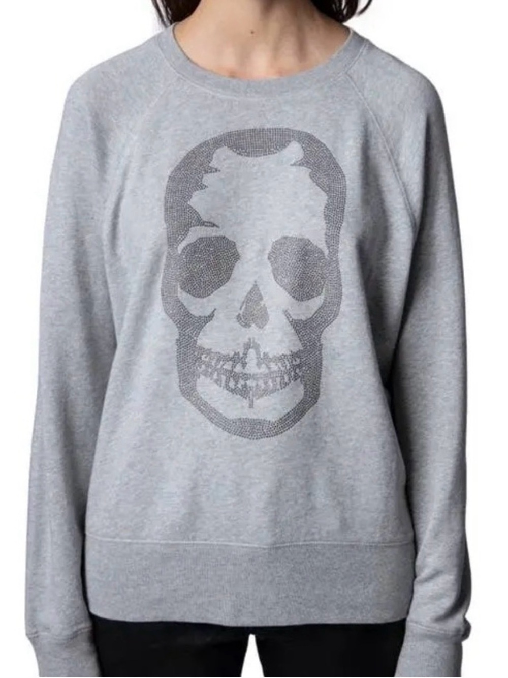 Zadig & Voltaire Gray Skull Graphic Crewneck Sweatshirt